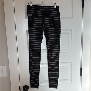 Athleta Women’s Black and Gray Striped Leggings